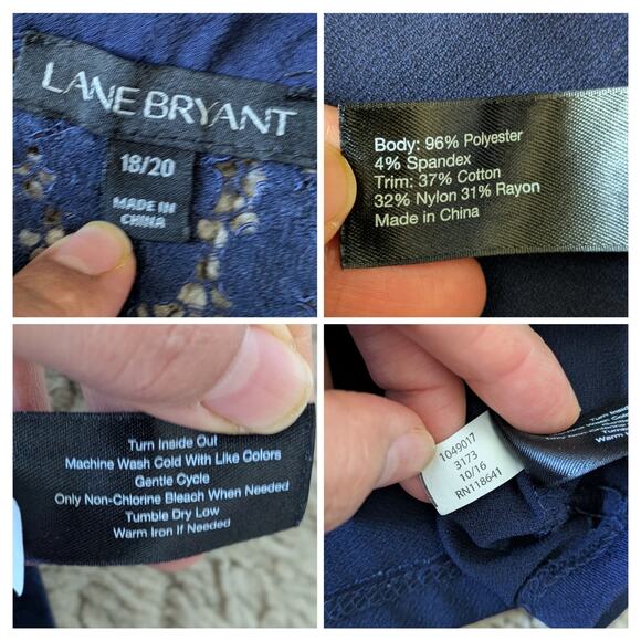 Lane Bryant Blouse Womens 18/20 Blue Bell Sleeve Lace Fairy Grunge Corporate - Picture 3 of 7